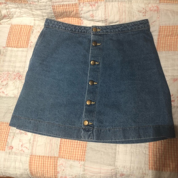 American Apparel Button Front Denim A-line Skirt - Picture 2 of 4